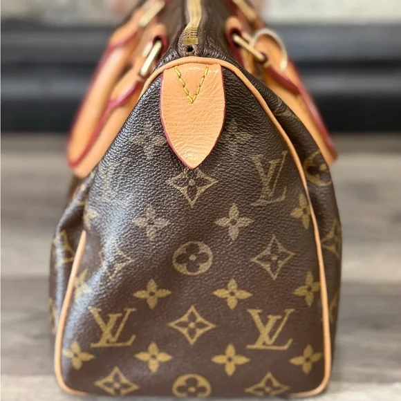 Louis Vuitton Speedy 25 Brown Monogram Satchel with Pink Scarf and Charm - Picture 9 of 16